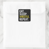 Eat Sleep Wrestle Herhaal Vierkante Sticker (Tas)