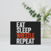 Eat Sleep Wrestle Herhaal Wrestling Gif Briefkaart (Staand voorkant)