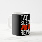 Eat Sleep Wrestle Herhaal Wrestling Gif Koffiemok (Voorkant links)