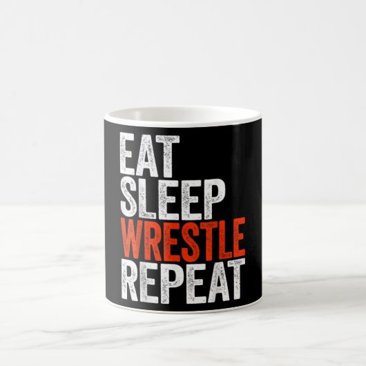 Eat Sleep Wrestle Herhaal Wrestling Gif Koffiemok (Center)