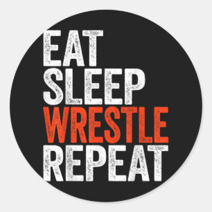 Eat Sleep Wrestle Herhaal Wrestling Gif Ronde Sticker