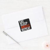 Eat Sleep Wrestle Herhaal Wrestling Gif Vierkante Sticker (Envelop)