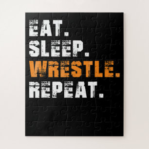 Eat Sleep Wrestle Herhaal Wrestling Sport Gift Legpuzzel