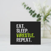 Eat Sleep Wrestle Herhaal Wrestling Wrestler Briefkaart (Staand voorkant)