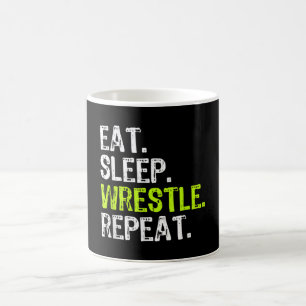 Eat Sleep Wrestle Herhaal Wrestling Wrestler Koffiemok
