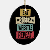 Eat Sleep Wrestle Herhaal Wrestling Wrestler Retro Keramisch Ornament (Rechts)