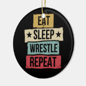 Eat Sleep Wrestle Herhaal Wrestling Wrestler Retro Keramisch Ornament (Links)