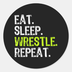 Eat Sleep Wrestle Herhaal Wrestling Wrestler Ronde Sticker