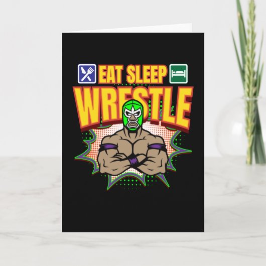 Eat Sleep Wrestle Lucha Libre Wrestling Kaart (Voorkant)