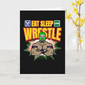 Eat Sleep Wrestle Lucha Libre Wrestling Kaart (Gele Bloem)
