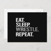 Eat Sleep Wrestle Repat - Koel rusten Briefkaart (Voorkant / Achterkant)
