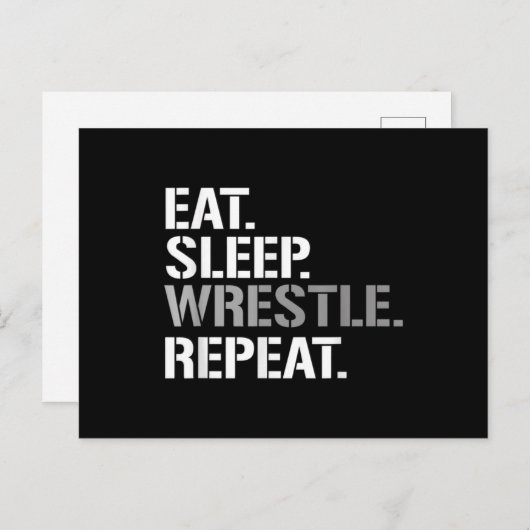 Eat Sleep Wrestle Repat - Koel rusten Briefkaart (Voorkant / Achterkant)