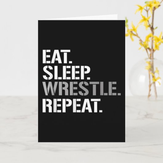 Eat Sleep Wrestle Repat - Koel rusten Kaart (Gele Bloem)
