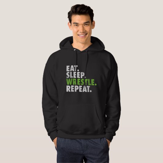 Eat Sleep Wrestle Repat - Wrestler Boy Mannen Hoodie (Voorkant volledig)