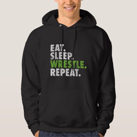 Eat Sleep Wrestle Repat - Wrestler Boy Mannen Hoodie (Voorkant)