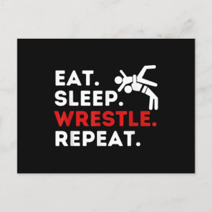 Eat Sleep Wrestle Repeat - Funny Wruing & Briefkaart