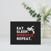Eat Sleep Wrestle Repeat - Funny Wruing & Briefkaart (Staand voorkant)