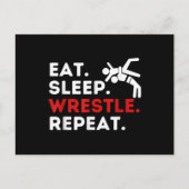 Eat Sleep Wrestle Repeat - Funny Wruing & Briefkaart (Voorkant)