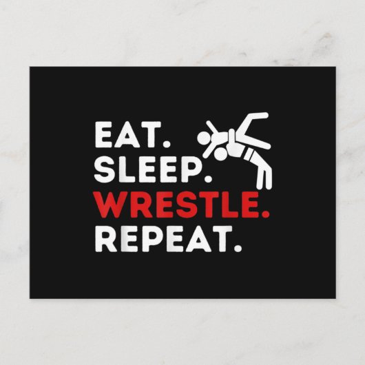 Eat Sleep Wrestle Repeat - Funny Wruing & Briefkaart (Voorkant)