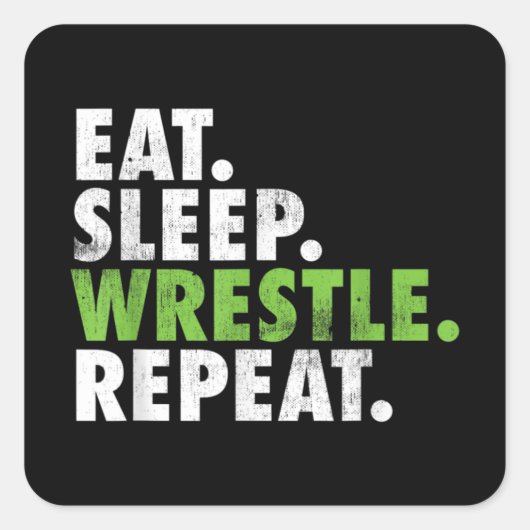 Eat Sleep Wrestle Repeat - Wrestler Boy Men Vierkante Sticker (Voorkant)