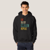 Eat Sleep Wrestle Repeat Wrestler Wrestling Hoodie (Voorkant volledig)