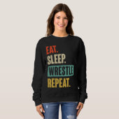 Eat Sleep Wrestle Repeat  Wrestler Wrestling Trui (Voorkant volledig)