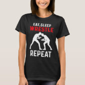 Eat Sleep Wrestle Repeat Wrestling T-shirt (Voorkant)