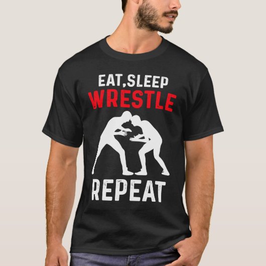 Eat Sleep Wrestle Repeat Wrestling T-shirt (Voorkant)