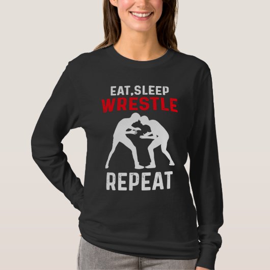 Eat Sleep Wrestle Repeat Wrestling T-shirt (Voorkant)