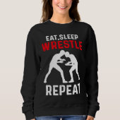 Eat Sleep Wrestle Repeat Wrestling Trui (Voorkant)