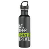 Eat Sleep Wrestle Repeat Wrestling Wrestler Waterfles (Voorkant)