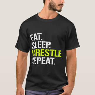 Eat Sleep Wrestle Shirt Herhalen - Cool Wrestling