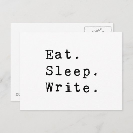 Eat Sleep Write Briefkaart (Voorkant / Achterkant)