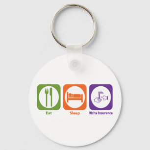 Eat Sleep Write Insurance Sleutelhanger
