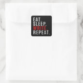 Eat Sleep Write Repat Funny Author Vierkante Sticker (Tas)