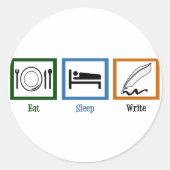 Eat Sleep Write Ronde Sticker (Voorkant)
