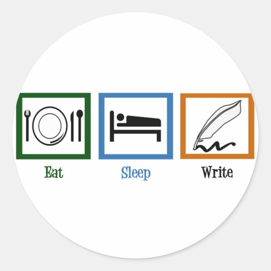 Eat Sleep Write Ronde Sticker (Voorkant)
