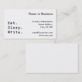 Eat Sleep Write Visitekaartje (Voorkant / Achterkant)