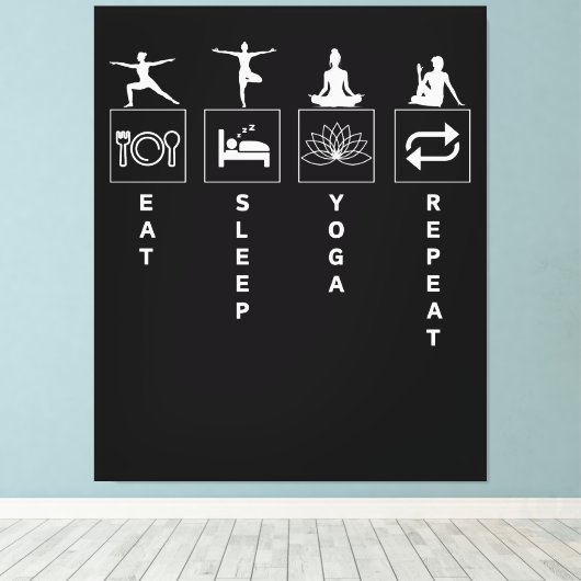 Eat Sleep Yoga Repat Canvas Afdruk (Insitu (Houten vloer))