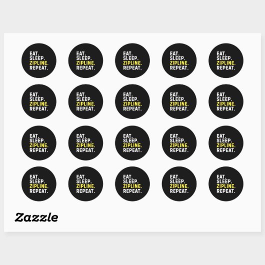 Eat Sleep Zipline Repea Funny Ziplining Humor  Ronde Sticker (Vel)