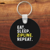 Eat Sleep Zipline Repea Funny Ziplining Humor Sleutelhanger (Voorkant)