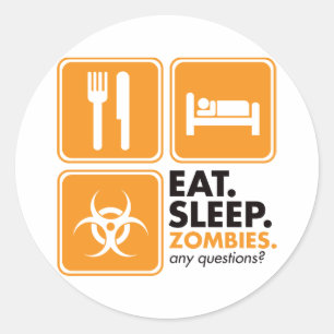 Eat Sleep Zombies - Oranje Ronde Sticker
