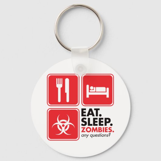 Eat Sleep Zombies - Rood Sleutelhanger (Voorkant)