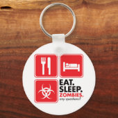 Eat Sleep Zombies - Rood Sleutelhanger (Voorkant)