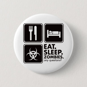 Eat Sleep Zombies - zwart Ronde Button 5,7 Cm