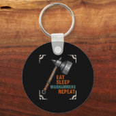 Eat Sleeps Warhammers Repeats Tee For Men Women Bo Sleutelhanger (Voorkant)