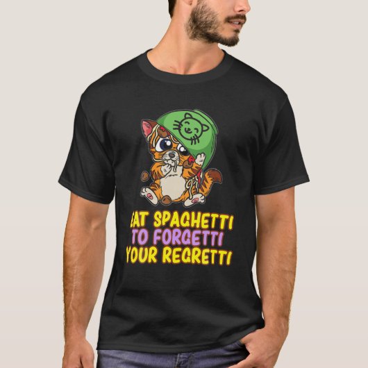 Eat Spaghetti to Forgetti - Clumsy Kitten T-shirt (Voorkant)