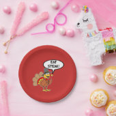 Eat Steak Turkey Pilgrim Pet Thanksgiving Papieren Bordje (Feest)