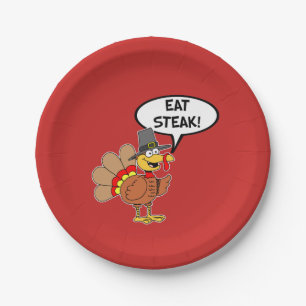 Eat Steak Turkey Pilgrim Pet Thanksgiving Papieren Bordje