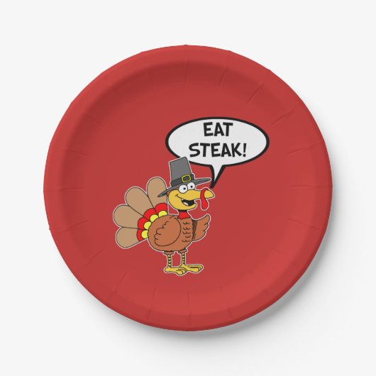 Eat Steak Turkey Pilgrim Pet Thanksgiving Papieren Bordje (Voorkant)
